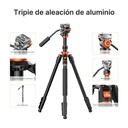 Tripié/Monopié K&F Concept T234A7+FH-03 Aleación Aluminio c/Cabeza de Video (KF09.136)