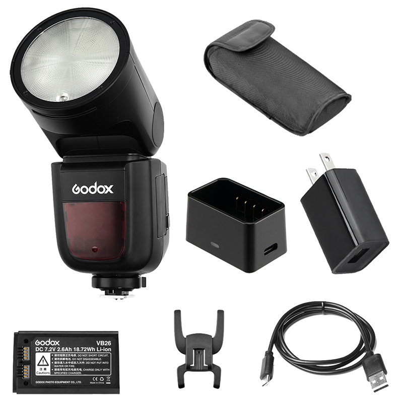Flash Godox V1-N para Sony con batería VB26 y cargador
