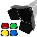 Kit Barndoor Godox BD-04 con Grid y 4 Filtros para Lámparas y Flash con Reflector de 7" 