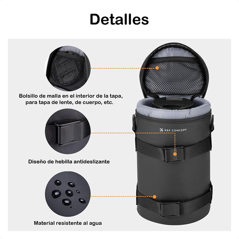 Funda Protectora Impermeable para Lentes K&F Concept 11x22cm. (XL) (KF13.203)