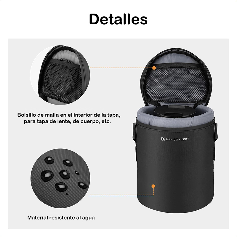 Funda Protectora Impermeable para Lentes K&F Concept 8x14cm. (M) (KF13.201)