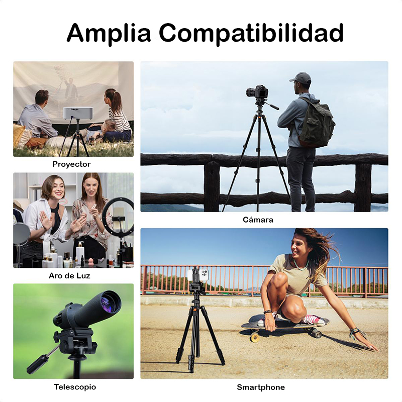 Tripié Compacto K&F Concept O234A0 + Cabeza para Foto/Video c/Soporte para Celular (KF09.115V1) 