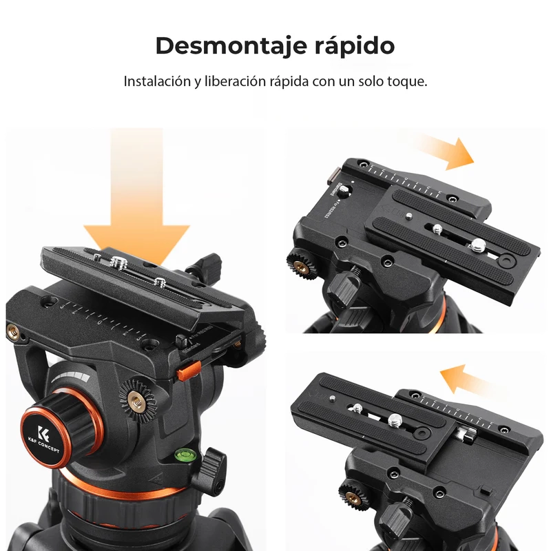 Tripié K&F Concept VA3 + Cabezal de Video BV20 (KF09.148V1)