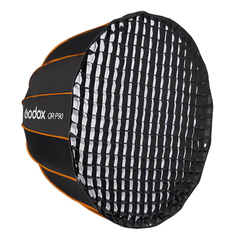 Caja Suavizadora Parabólica Godox 90cm. Armado Rápido (Bowens) QRP90G con Grid