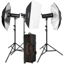 Kit de 3 Flash Godox SK400 II + 3 Tripié + 2 Sombrilla + 1 Softbox 60x90cms. + 2 Reflector + 1 Transmisor XT-16 + Maleta (SK400-D)