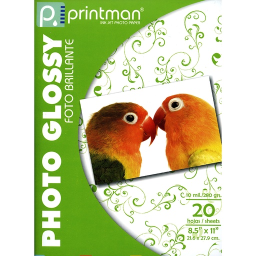 Papel Printman Photo Glossy 8.5&quot;x11&quot; con 20 hojas (218112)