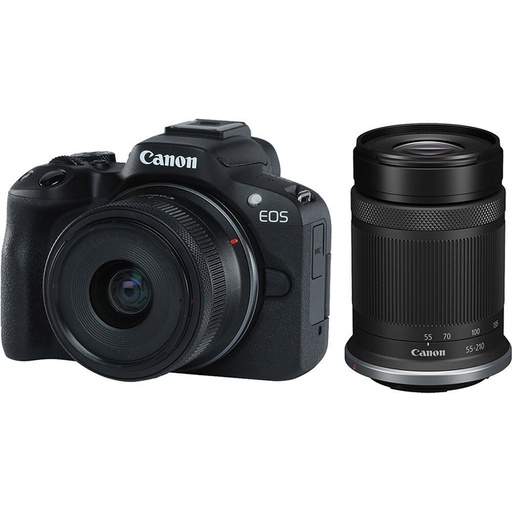 Cámara Canon EOS R50 c/RF-s 18-45mm f/4.5-6.3 IS STM + RF-s 55-210mm f/5-7.1 IS STM