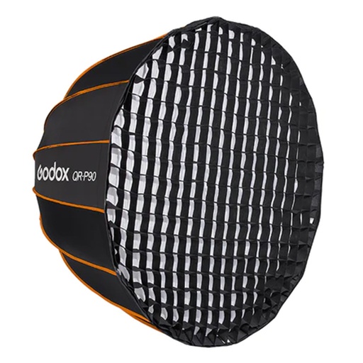 Caja Suavizadora Parabólica Godox 90cm. Armado Rápido (Bowens) QRP90G con Grid