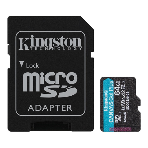 Memoria Kingston Canvas Go! Plus Micro SDXC 64GB UHS-I U3 Clase 10 V30 A2