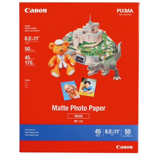 Papel Canon 8.5x11&quot; Mate MP-101 con 50 hojas
