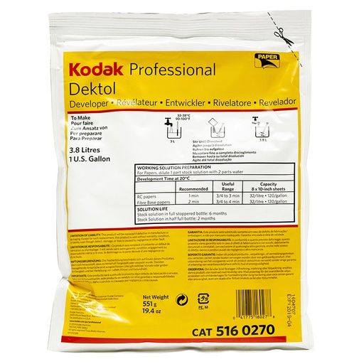 Revelador Kodak Dektol p/3.8lts.